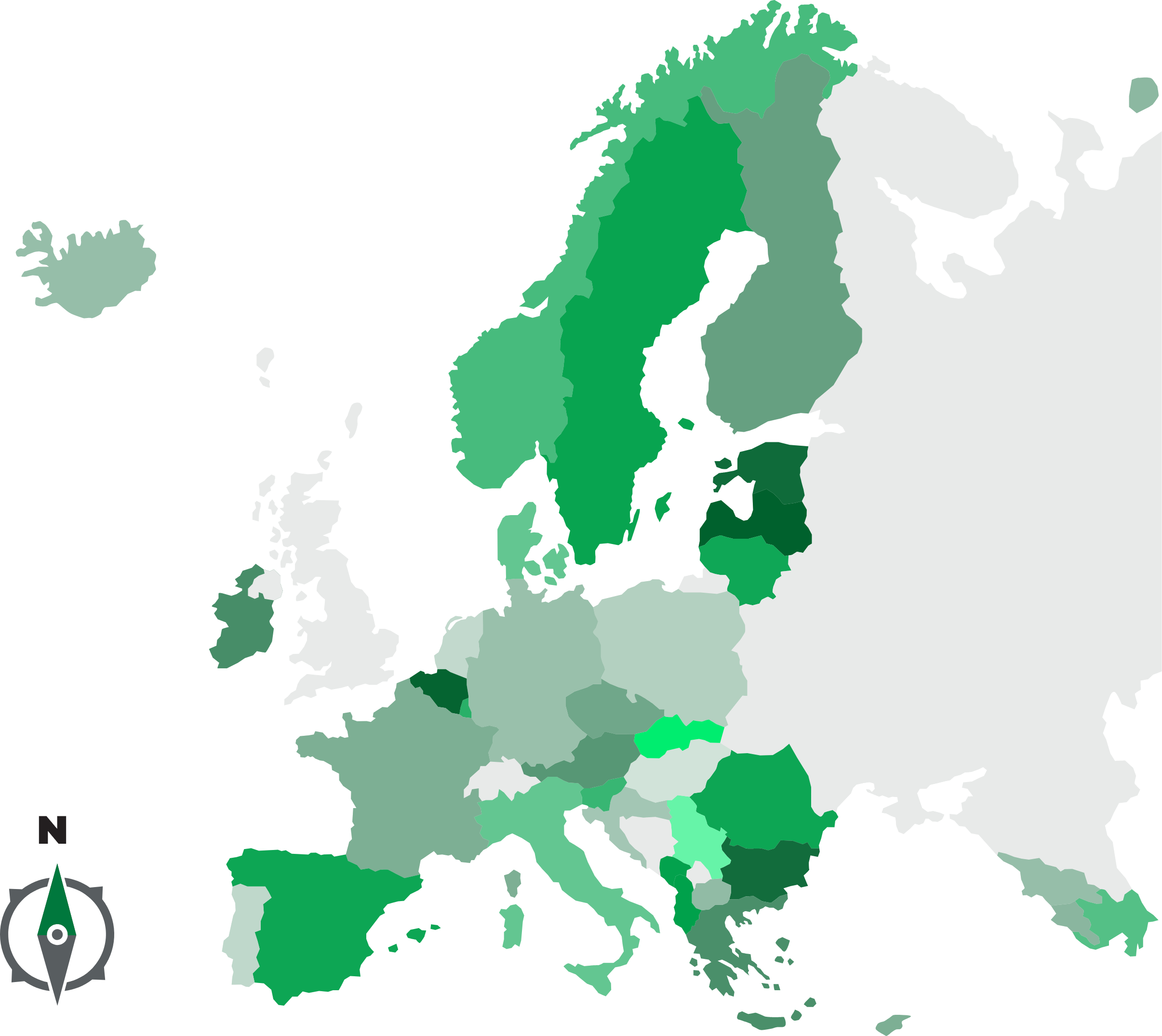Mappa europea che evidenzia gli stati aderenti al progetto PCR